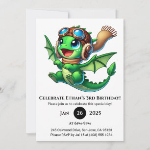 Invitation Anniversaire de bébé dragon mignon