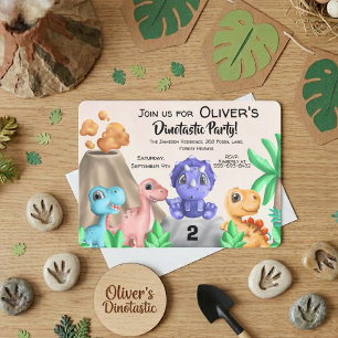 Invitation Anniversaire de bébés dinosaures adorables 