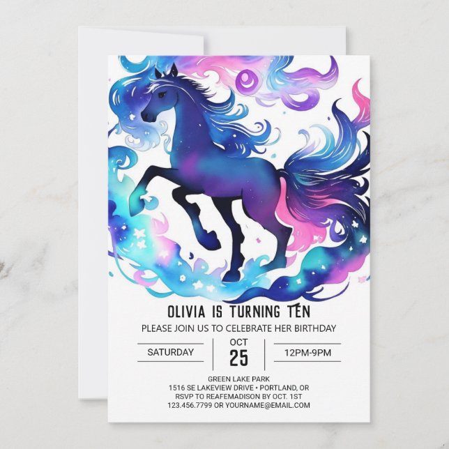 Invitation Anniversaire de Boho Children's Pony (Devant)