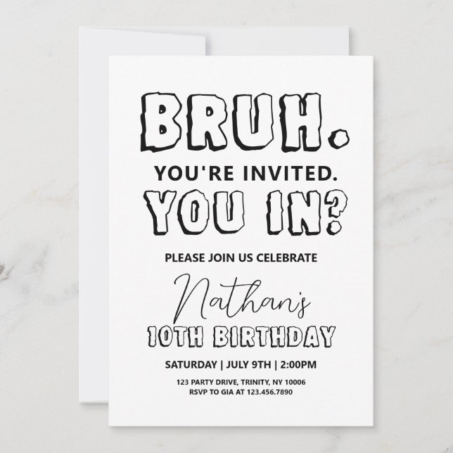 Invitation Anniversaire de Bruh (Devant)