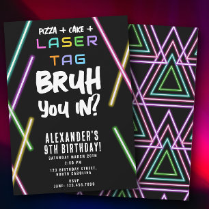 Invitation Anniversaire de Bruh Boy avec Neon Laser Tag