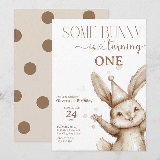 Invitation Anniversaire de Bunny mignon (Devant / Derrière)