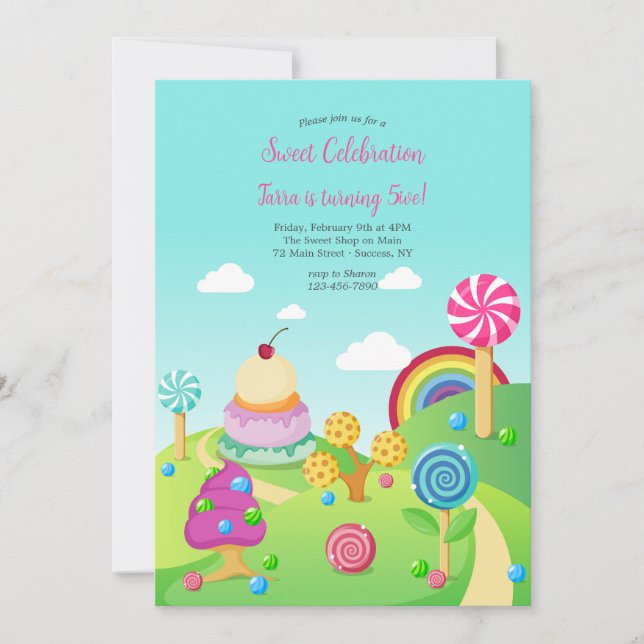 Invitation Anniversaire de Candy Land (Devant)