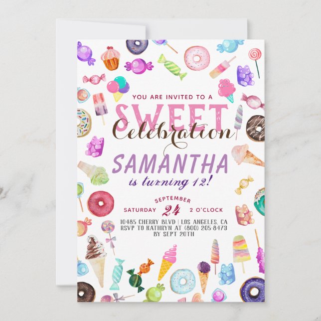 Invitation Anniversaire de Candyland (Devant)
