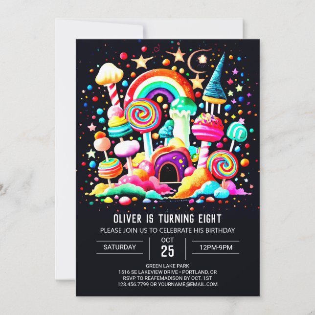 Invitation Anniversaire de Candyland personnalisé (Devant)