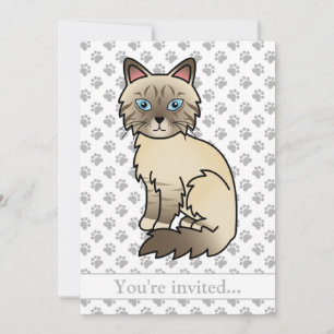 Invitation Anniversaire de chat Chocolat Point Tabby Birman/R