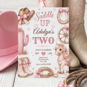 Invitation Anniversaire de Cheval de Cowgirl Occidental Rose 