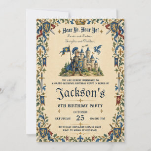 Invitation Anniversaire de Chevalier Médiéval Personnalisé