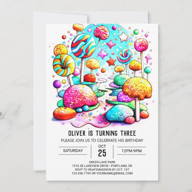 Invitation Anniversaire de Chic Candyland (Devant)
