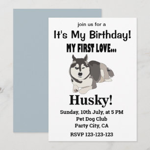 Invitation Anniversaire de Chien Husky Sibérien Husky Sibérie