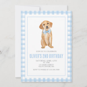 Invitation Anniversaire de chiot préparé à carreaux