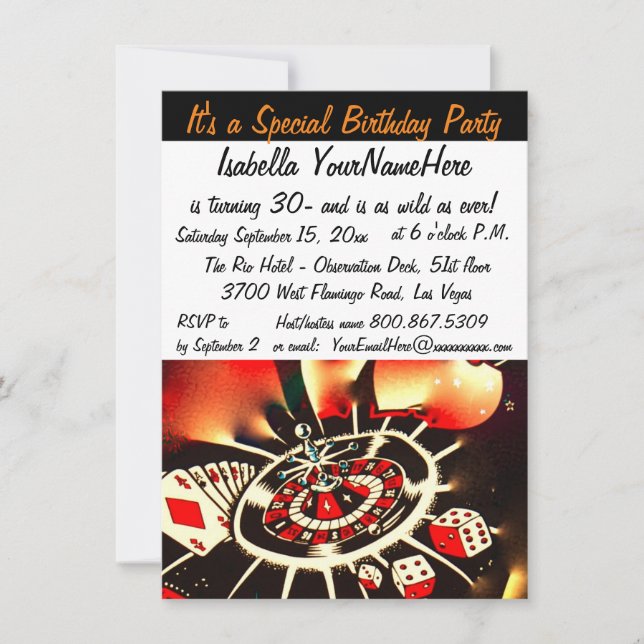 Invitation Anniversaire de chose sauvage de Las Vegas 30ème (Devant)