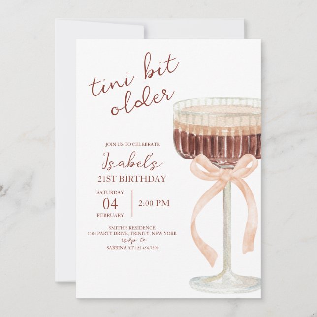 Invitation Anniversaire de Coquette Martini (Devant)