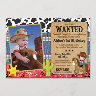 Invitation Anniversaire de cowboy Invitation-Recherché, thème