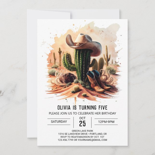 Invitation Anniversaire de Cowboy Wild West (Devant)