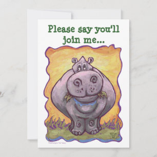 Invitation Anniversaire de Cute Hippopotamus