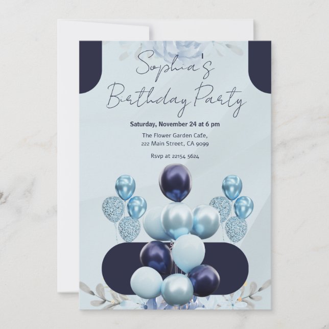 Invitation Anniversaire de Cyan Balloons (Devant)