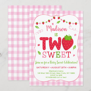 Invitation Anniversaire de deux fraises sucrées