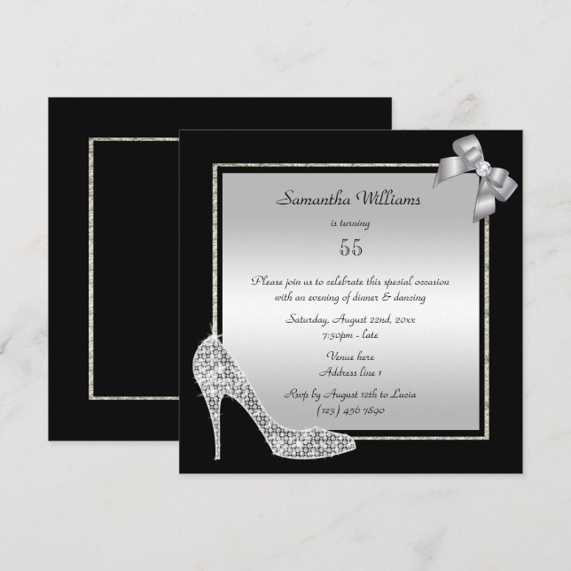 Invitation Anniversaire de Diamond Stiletto et de Romantic Si (Devant / Derrière)