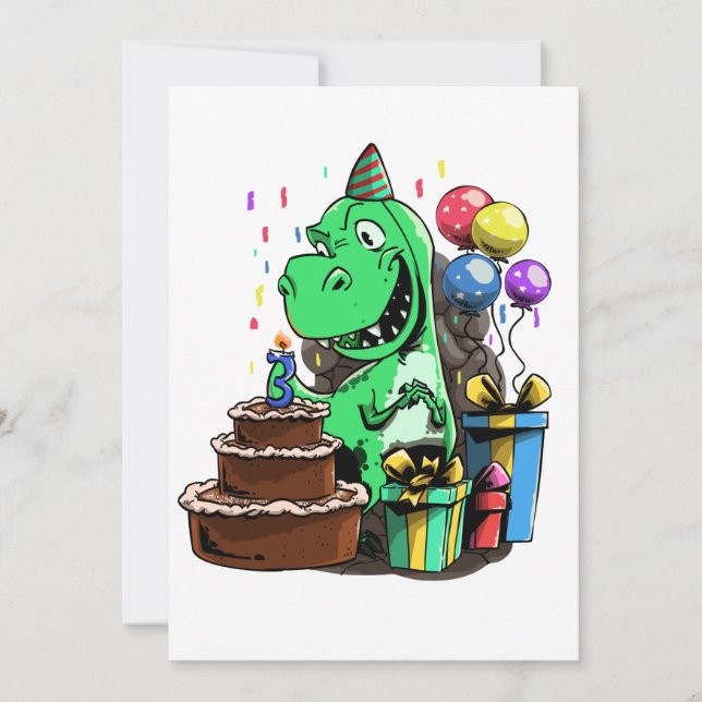 Invitation Anniversaire de Dinosaur - 3 ans (Devant)