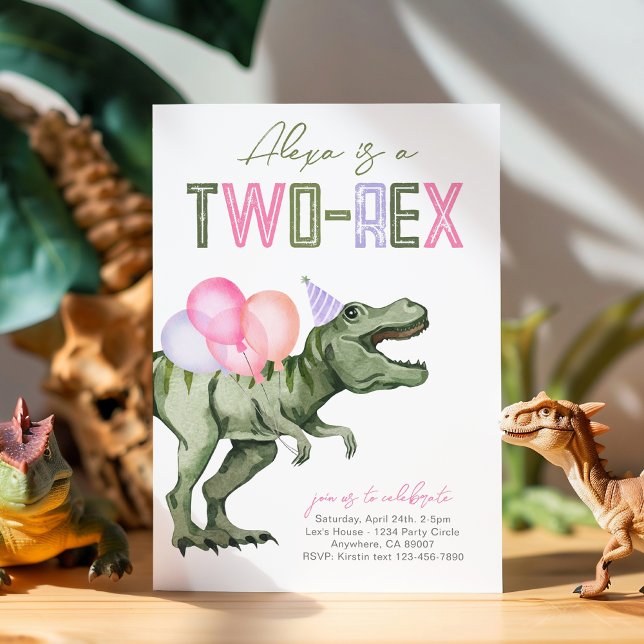 Invitation Anniversaire De Dinosaure À Deux Rex (Créateur téléchargé)