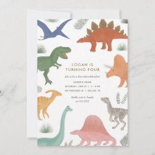 Invitation Anniversaire de dinosaure coloré