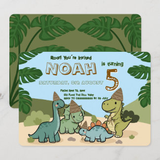 Invitation anniversaire de dinosaure mignon | Modi