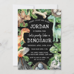 Invitation Anniversaire de dinosaure pour enfants amusants