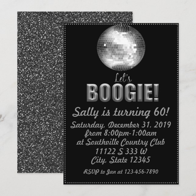 Invitation Anniversaire de Disco (Devant / Derrière)