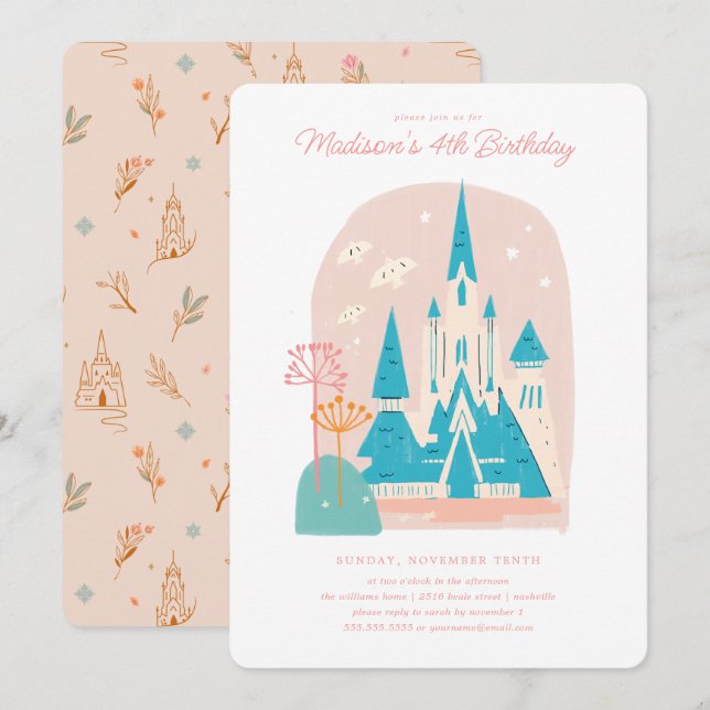 Invitation Anniversaire de Disney's Frozen Arendelle Castle G (Devant / Derrière)