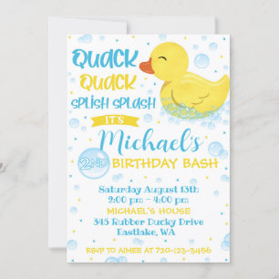 Invitation Anniversaire de Duckie en caoutchouc, D