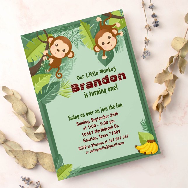 Invitation Anniversaire de enfant animal Jungle Monkey (Créateur téléchargé)
