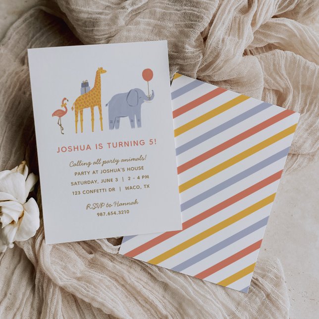Invitation Anniversaire de enfant Animaux de fête (Créateur téléchargé)