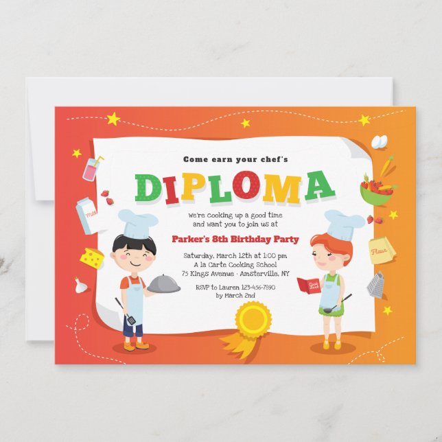 Invitation Anniversaire de enfant au diplôme de Cu (Devant)