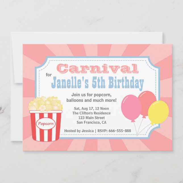 Invitation Anniversaire de enfant - carnaval avec le maïs (Devant)