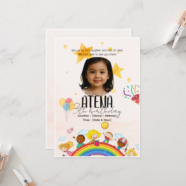 Invitation Anniversaire de enfant - Carte personna (Devant/Arrière en situation)