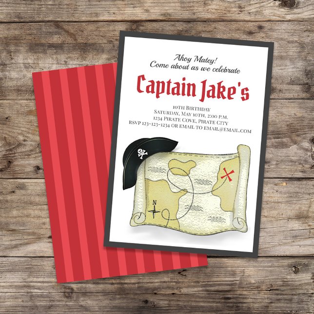 Invitation Anniversaire de enfant Cool du parti Pirate Modèle (Pirate birthday party invitation template. )