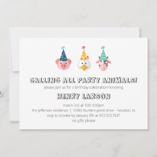 Invitation Anniversaire de enfant d'animaux de ferme à l'Invi