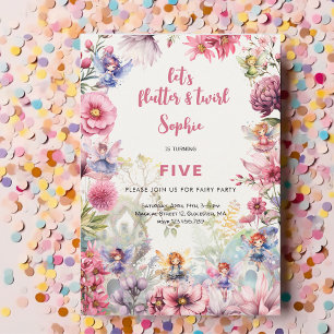 Invitation Anniversaire de enfant d'aquarelle de jardin de fé