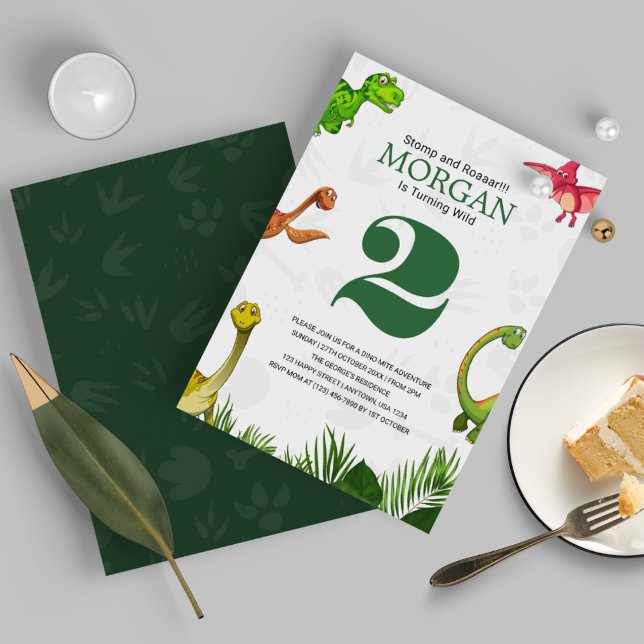 Invitation Anniversaire de enfant d'aventure Dinosaur Jungle  (Wild Jungle Dinosaur Adventure Kid's Birthday Part Invitation)