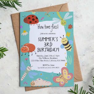 Invitation Anniversaire de enfant de bogues mignons colorés