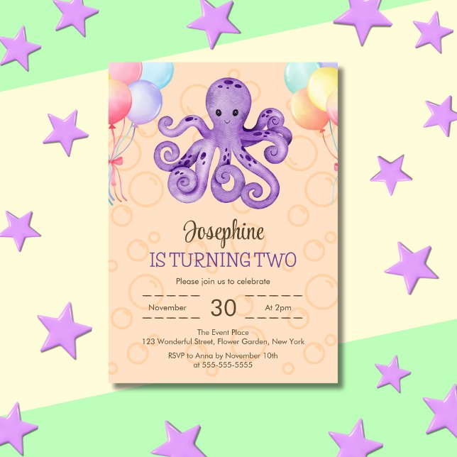 Invitation Anniversaire de enfant de bulle de poulpe à bulle (Créateur téléchargé)