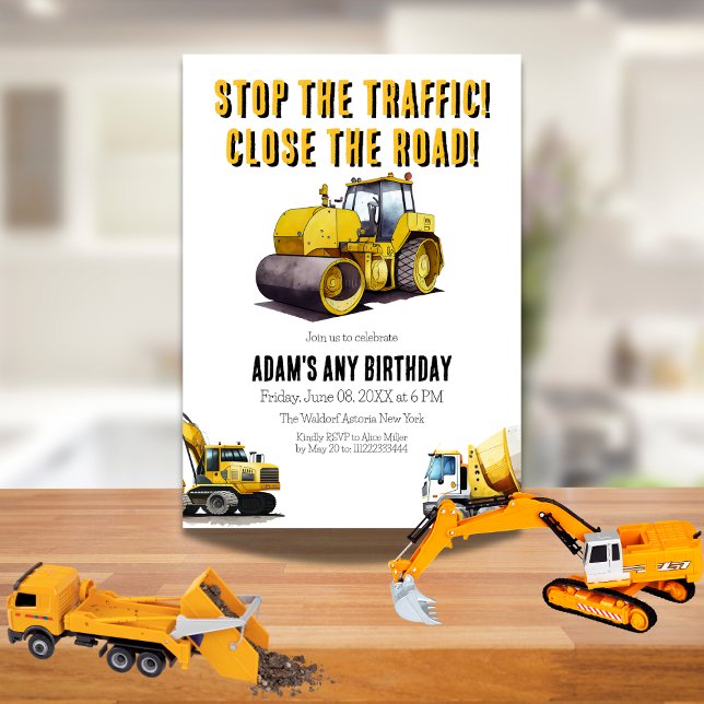 Invitation Anniversaire de enfant de camion de construction (Créateur téléchargé)