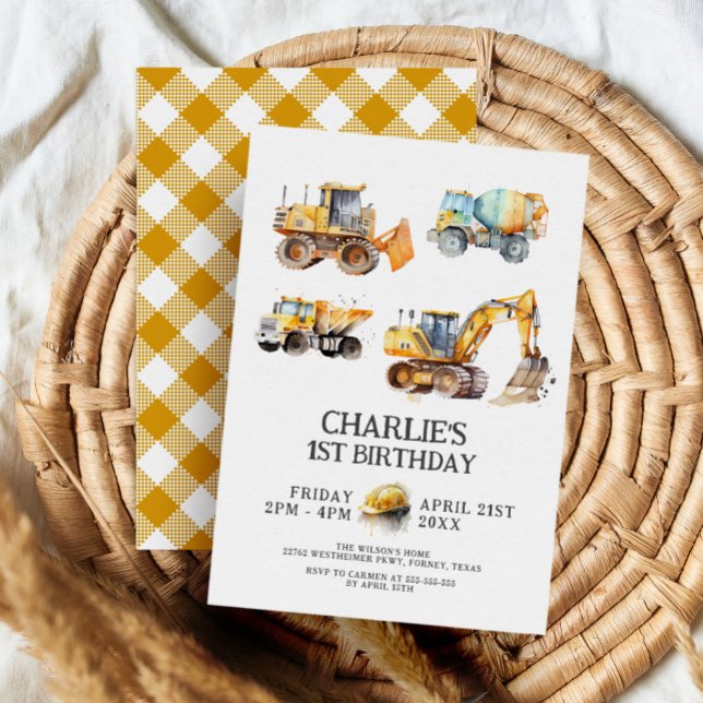 Invitation Anniversaire de enfant de Chariots de construction (Créateur téléchargé)