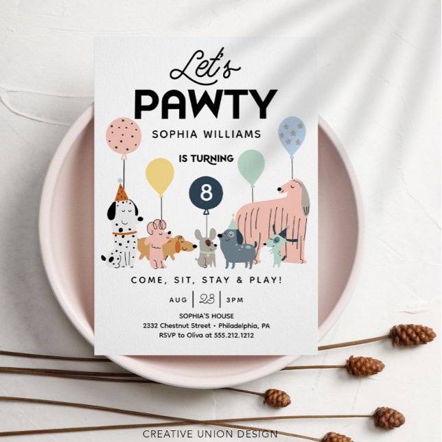 Invitation Anniversaire de enfant de chien de Pawty Birthday (Créateur téléchargé)