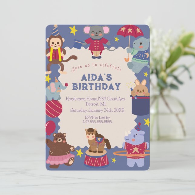 Invitation Anniversaire de enfant de cirque (Debout devant)