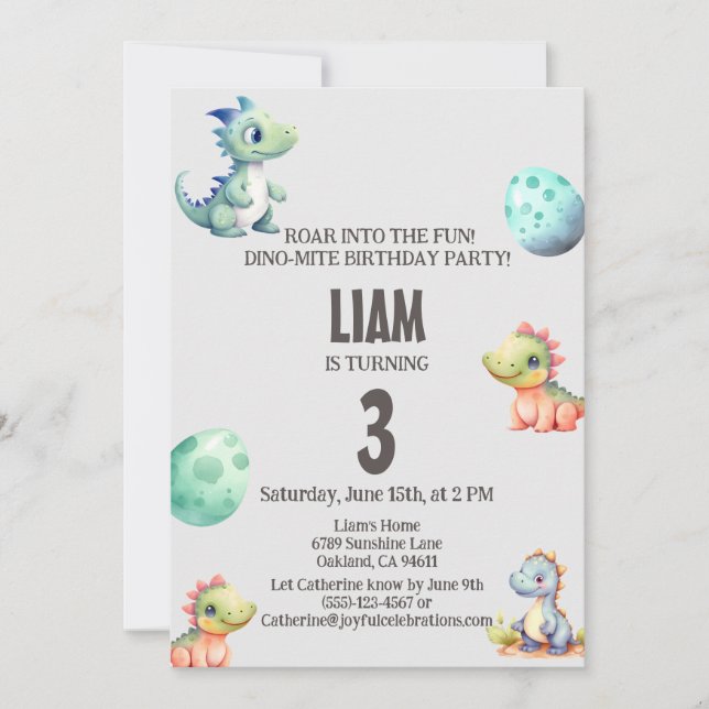 Invitation Anniversaire de enfant de dinosaures jo (Devant)