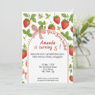 Invitation Anniversaire de enfant de fraise sucrée