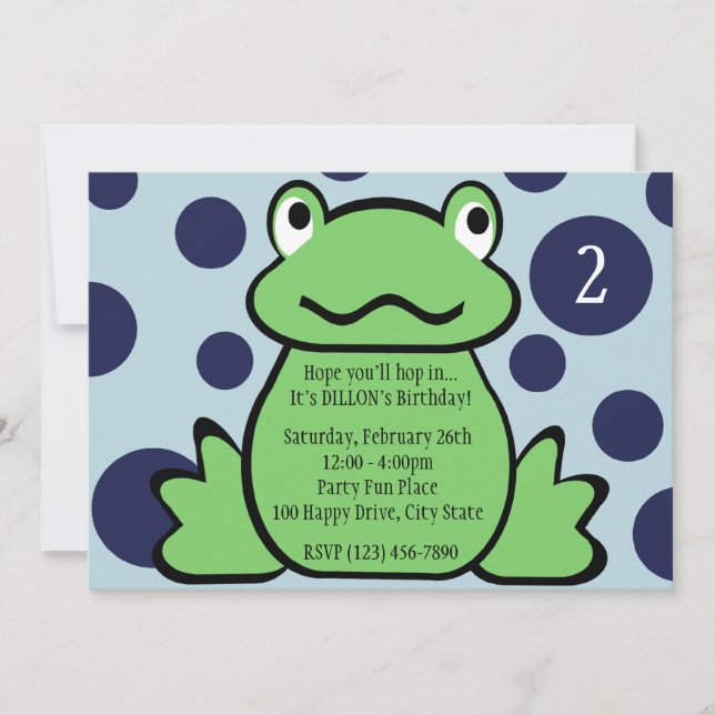 Invitation Anniversaire de enfant de grenouille (Devant)