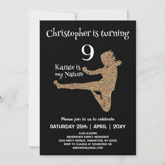 Invitation Anniversaire de enfant de karaté des arts martiaux (Devant)